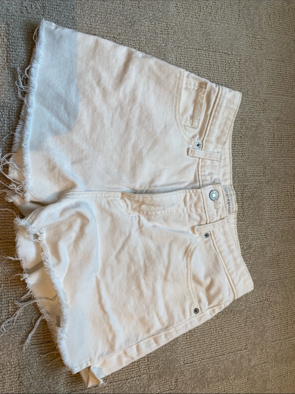 Lucky Brand Off-White Frayed Hem Denim Shorts